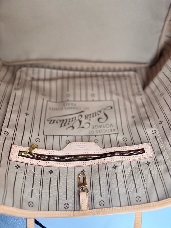 Louis Vuitton Monogram Canvas Tote with Green & Pink Center Stripe - Picture 12 of 16